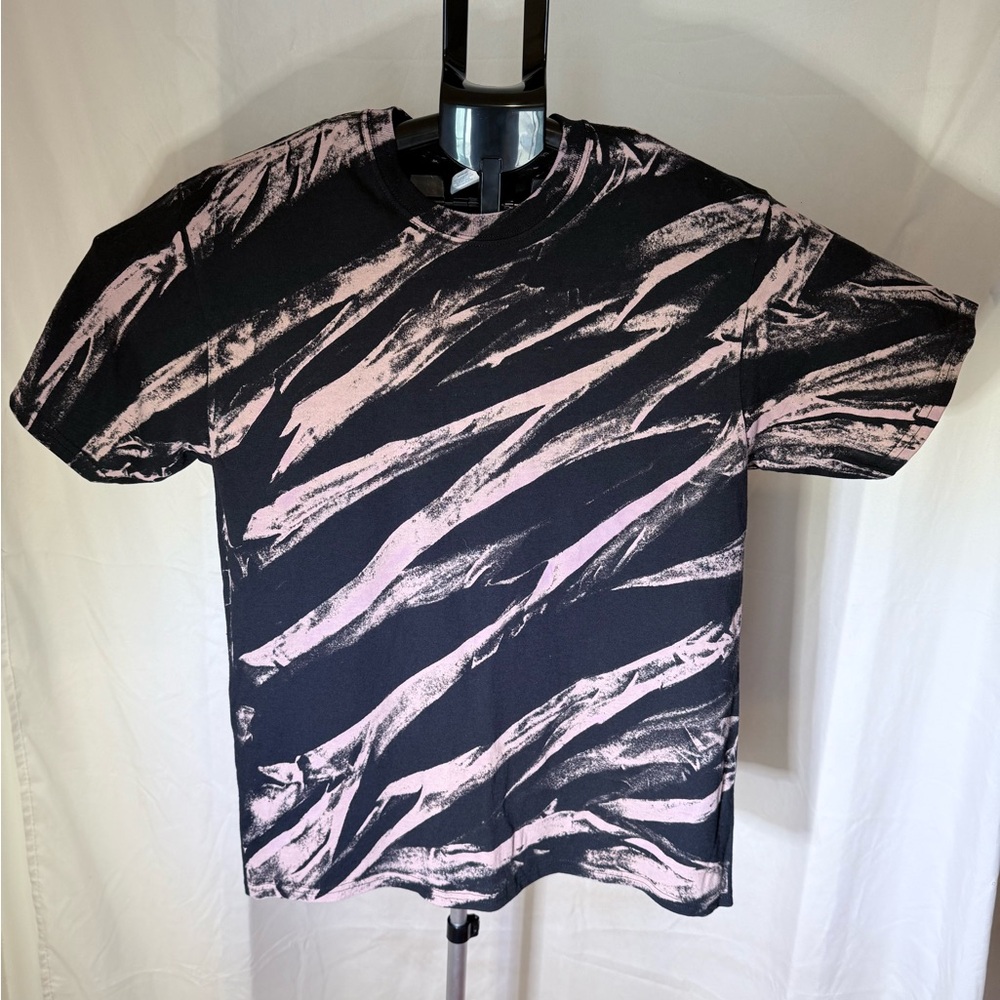 Port & Company Black & Pink Tie Dye Short Sleeve Tee Crew Neck Casual Size Large